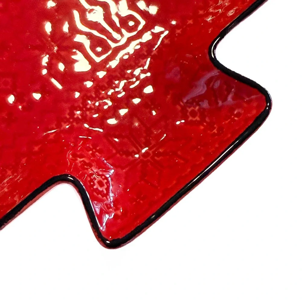 Southern Living Red Christmas Tree Platter Set of 2 Handcrafted Portugal
